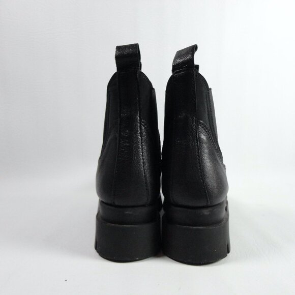 SAYDO Black Leather Lugged Sole Platform Chelsea Boots Ankle Booties EU 36 US 6 - Picture 4 of 12